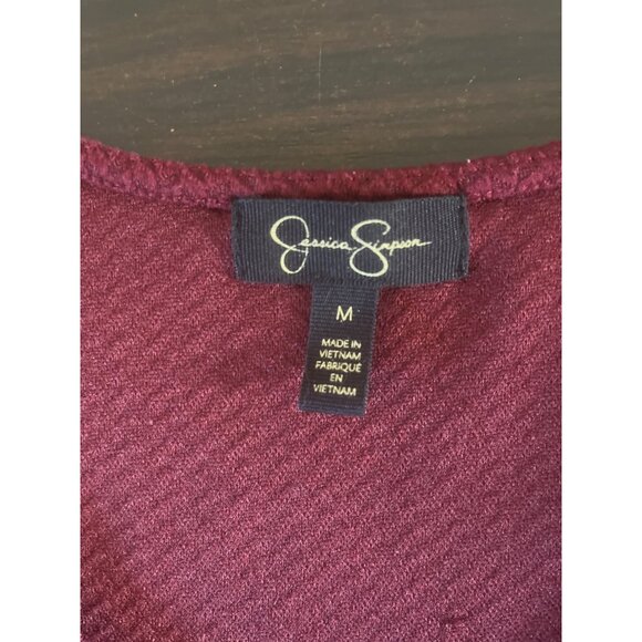Jessica Simpson Womens Medium Maroon Cold Shoulder Short Sleeve Dress Bodycon - Picture 3 of 5